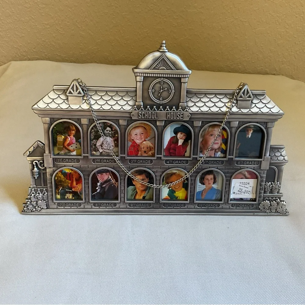 Silvertone Schoolhouse Picture Frame Keepsake Grades 1-12 NWT